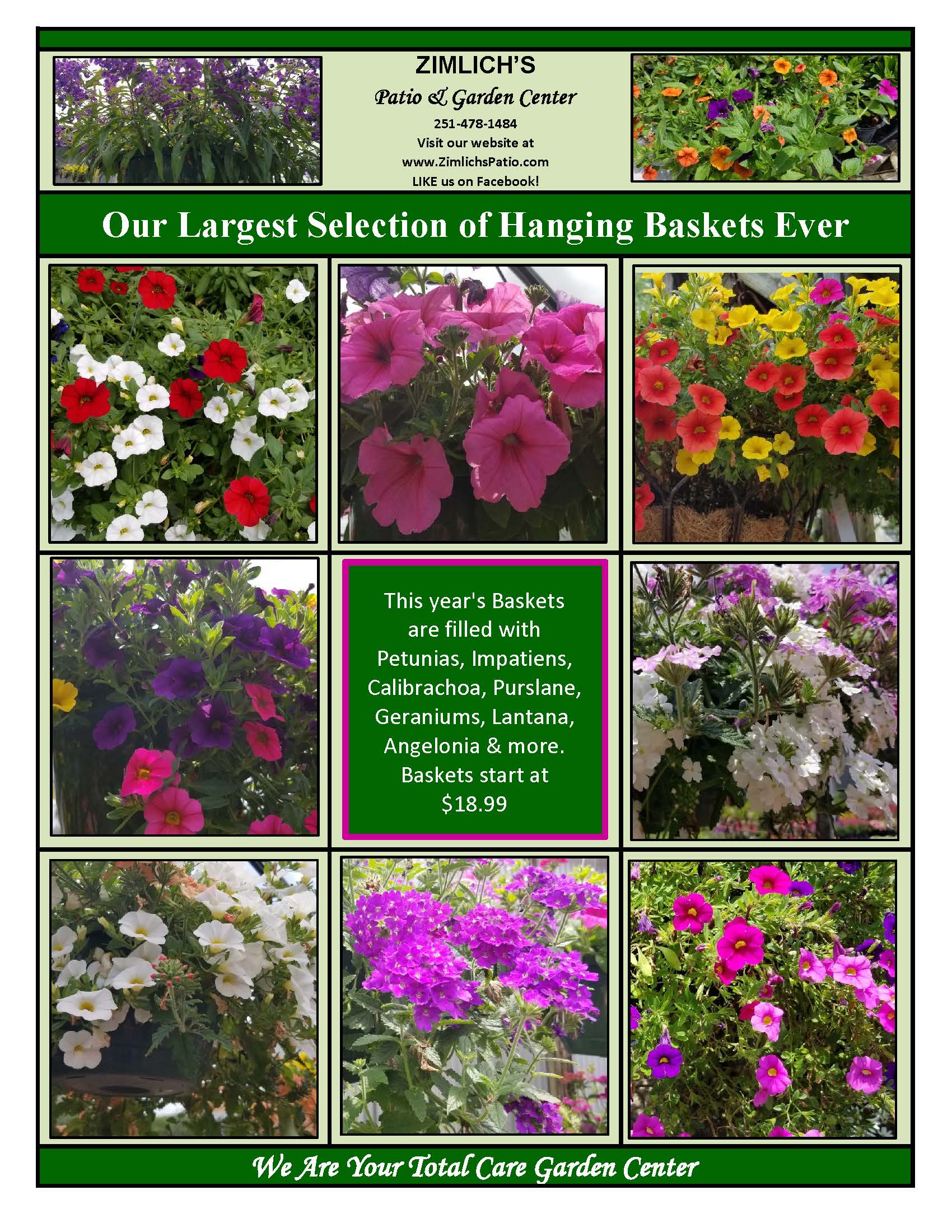 Our Largest Selection of Hanging Baskets, EVER!!! Zimlich's Patio & Garden