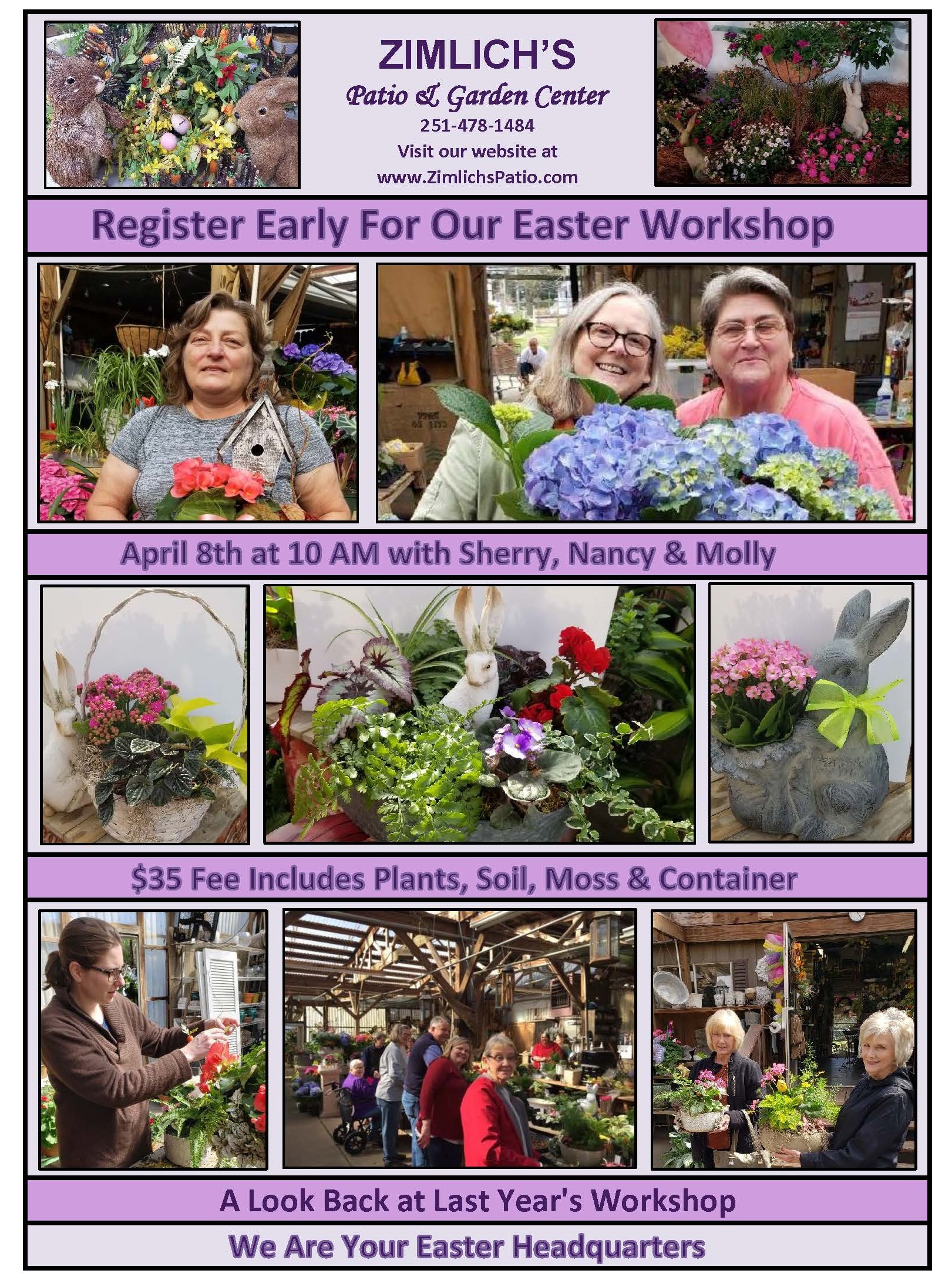 Spring/Easter/Passover Tomorrow 1000am Zimlich's Patio & Garden