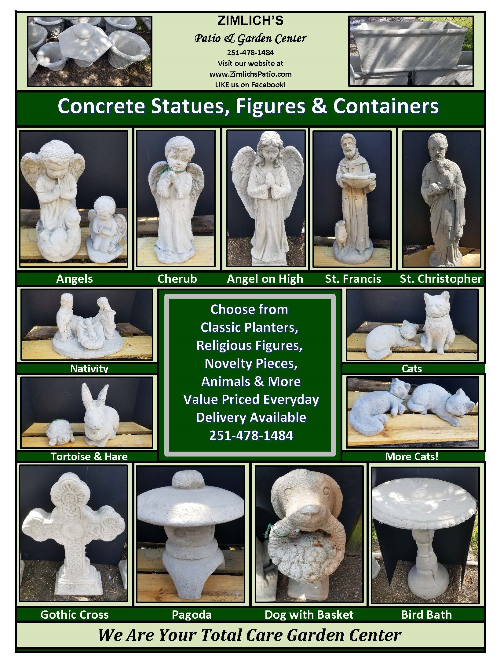 Our Largest Selection of Concrete Statues, Figures, Planters and more Zimlich's Patio & Garden